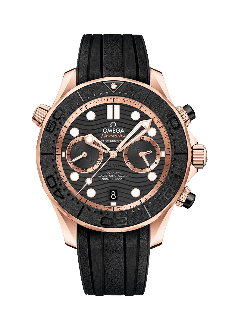 Omega Seamaster Diver 300M Chronograph in Rose Gold with Black Bezel