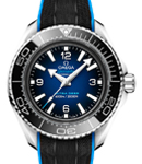 Planet Ocean Chronograph  45.5mm Automatic in Steel with Black Bezel On Black Rubber Strap with Blue Dial