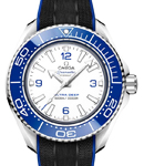 Seamaster Planet Ocean 45.5mm in Steel wtih Blue Bezel on Black Rubber Strap with White Dial