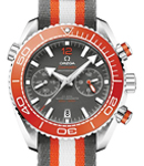 Seamaster Planet Ocean 45.5mm in Steel wtih Orange Bezel on Grey White Orange Nato Strap with Grey Dial