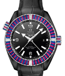 Planet Ocean Chronograph  45.5mm Automatic in Black Ceramic with Sapphire Bezel On Black Alligatorr Leather Strap with Black Dial