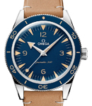 Seamaster 300 Co-Axial Master Chronometer 41mm in Steel with Blue Bezel on Beige Calfskin Leather Strap with Blue Dial
