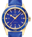 Seamaster 300 Co-Axial Master Chronometer 41mm in Yellow Gold with Blue Bezel on Blue Crocodile Leather Strap with Blue Dial