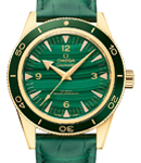 Seamaster 300 Co-Axial Master Chronometer 41mm in Yellow Gold with Green Bezel on Green Crocodile Leather Strap with Green Malachite Dial
