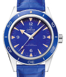 Seamaster 300 Co-Axial Master Chronometer 41mm in Platinum with Blue Bezel on Blue Crocodile Leather Strap with Blue Dial