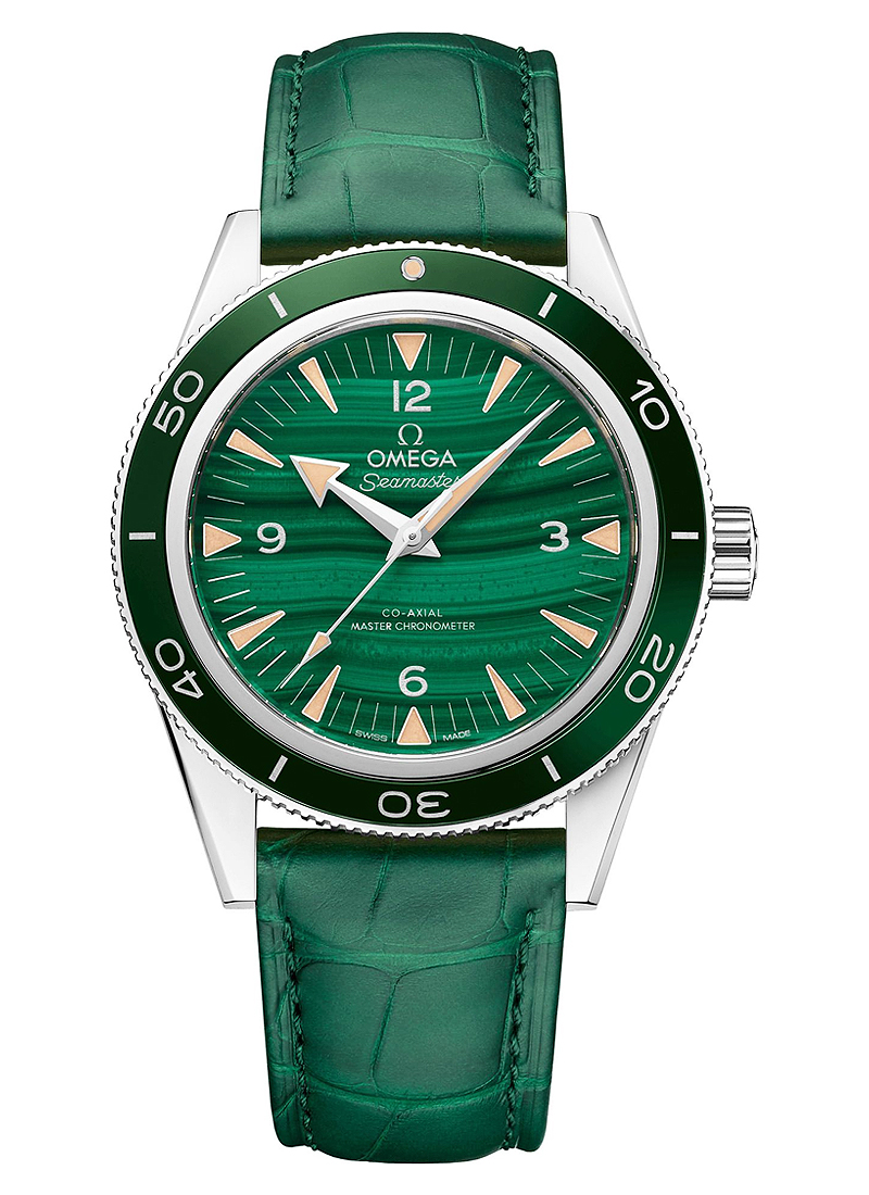 Omega Seamaster 300 Co-Axial Master Chronometer 41mm in Platinum with Green Bezel