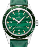 Seamaster 300 Co-Axial Master Chronometer 41mm in Platinum with Green Bezel on Green Crocodile Leather Strap with Green Malachite Dial