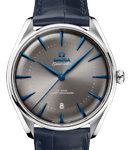 Seamaster BOUTIQUE EDITIONS in Steel on Blue Crocodile Leather Strap with Grey Dial