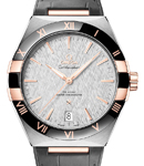 Constellation Co-Axial 41mm Automatic in Steel with Black Ceramic & RG Bezel on Grey Crocodile Leather Strap with Grey Dial