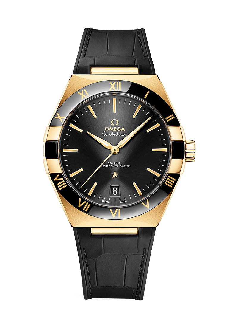 Omega Constellation Co-Axial 41mm Automatic in Yellow Gold with Black Ceramic Bezel