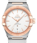 Constellation Co-Axial 39mm Automatic in Steel with Rose Gold Bezel on Steel and Rose Gold Bracelet with Silver Dial - RG Stick Markers