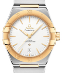 Constellation Co-Axial 39mm Automatic in Steel with Yellow Gold Bezel on Steel and Yellow Gold Bracelet with Silver Dial - YG Stick Markers