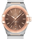 Constellation Co-Axial 39mm Automatic in Steel with Rose Gold Bezel on Steel and Rose Gold Bracelet with Brown Dial