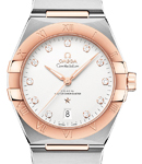 Constellation Co-Axial 39mm Automatic in Steel with Rose Gold Bezel on Steel and Rose Gold Bracelet with Silver Diamond Dial