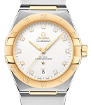 Constellation Co-Axial 39mm Automatic in Steel with Yellow Gold Bezel on Steel and YellowGold Bracelet with Silver Diamond Dial