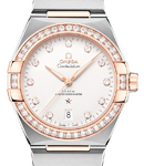 Constellation Co-Axial 39mm Automatic in Steel with Rose Gold Diamond Bezel on Steel and Rose Gold Bracelet with Silver Diamond Dial