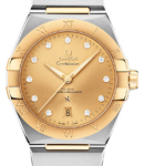 Constellation Co-Axial 39mm Automatic in Steel with Yellow Gold Bezel on Steel and Yellow Gold Bracelet with Champagne Diamond Dial