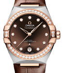 Constellation Co-Axial 36mm Automatic in Steel with Rose Gold Diamond Bezel on Brown Crocodile Leather Strap with Brown Diamond Dial