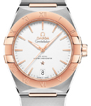 Constellation Co-Axial 36mm Automatic in Steel with Rose Gold Bezel on Steel and Rose Gold Bracelet with Silver Dial
