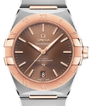 Constellation Co-Axial 36mm Automatic in Steel with Rose Gold Bezel on Steel and Rose Gold Bracelet with Brown Dial