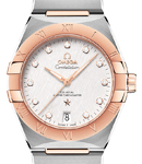 Constellation Co-Axial 36mm Automatic in Steel with Rose Gold Bezel on Steel and Rose Gold Bracelet with Silver Diamond Dial
