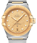 Constellation Co-Axial 36mm Automatic in Steel with Yellow Gold Bezel on Steel and Yellow Gold Bracelet with Champagne Diamond Dial