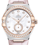 Constellation Small Seconds 34mm Automatic in Steel with RG Diamond Bezel on Pink Crocodile Leather Strap with MOP Diamond Dial