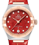 Constellation 29mm Automatic in Steel with Rose Gold Bezel on Red Crocodile Leather Strap with Red Diamond Dial