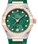 Constellation 29mm Automatic in Steel with Rose Gold Diamond Bezel on Green Crocodile Leather Strap with Green Diamond Dial
