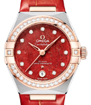 Constellation 29mm Automatic in Steel with Rose Gold Diamond Bezel on Red Crocodile Leather Strap with Red Diamond Dial