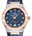 Constellation 29mm Automatic in Steel with Rose Gold Diamond Bezel on Blue Crocodile Leather Strap with Blue Diamond Dial