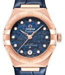Constellation 29mm Automatic in Rose Gold on Blue Crocodile Leather Strap with Blue Diamond Dial