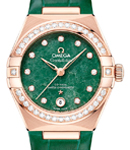 Constellation 29mm Automatic in Rose Gold with Diamond Bezel on Green Crocodile Leather Strap with Green Diamond Dial