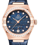 Constellation 29mm Automatic in Rose Gold with Diamond Bezel on Blue Crocodile Leather Strap with Blue Diamond Dial