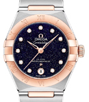 Constellation 29mm Automatic in Steel with Rose Gold Bezel on Steel and Rose Gold Bracelet with Blue Aventurine Diamond Dial