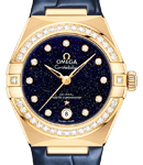 Constellation 29mm Automatic in Yellow Gold with Diamond Bezel on Blue Crocodile Leather Strap with Blue Aventurine Diamond Dial
