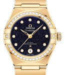 Constellation 29mm Automatic in Yellow Gold with Diamond Bezel on Yellow Gold Bracelet with Blue Aventurine Diamond Dial