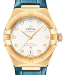 Constellation 29mm Automatic in Yellow Gold on Blue Crocodile Leather Strap with Silver Diamond Dial