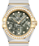 Constellation 28mm Quartz in Steel with Yellow Gold Diamond Bezel on Steel and Yellow Gold Bracelet with Green Meteorite Diamond Dial