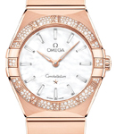 Constellation 28mm Quartz in Rose Gold with Diamond Bezel on Rose Gold Bracelet with MOP Dial - Bagutete Markers