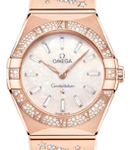 Constellation 28mm Quartz in Rose Gold with Diamond Bezel on Rose Gold Diamond Bracelet with White Opal Dial - Baguette Markers