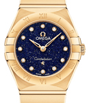 Constellation 25mm Quartz in Yellow Gold on Yellow Gold Bracelet with Blue Aventurine Diamond Dial