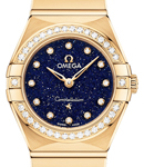 Constellation 25mm Quartz in Yellow Gold with Diamond Bezel on Yellow Gold Bracelet with Blue Aventurine Diamond Dial