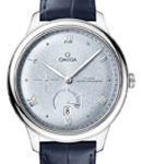 De Ville Prestige Automatic in  Steel on Blue Crocodile Leather Strap with Light Blue Dial