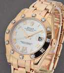 Masterpiece 34mm in Rose Gold with 12 Diamond Bezel on Pearlmaster Bracelet with MOP Roman Dial - Diamond on 6