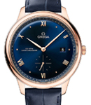 De Ville Prestige Automatic in  Rose Gold on Blue Crocodile Leather Strap with Blue Dial