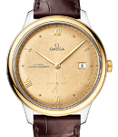 De Ville Prestige Automatic in  Steel with Yellow Gold Bezel on Brown Crocodile Leather Strap with Champagne Dial