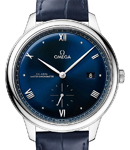De Ville Prestige Automatic in  Steel on Blue Crocodile Leather Strap with Blue Dial