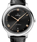 De Ville Prestige Automatic in  Steel on Black Crocodile Leather Strap with Black Dial