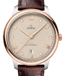 De Ville Prestige Automatic in Steel with Rose Gold Bezel on Brown Crocodile Leather Strap with Ivory Diamond Dial